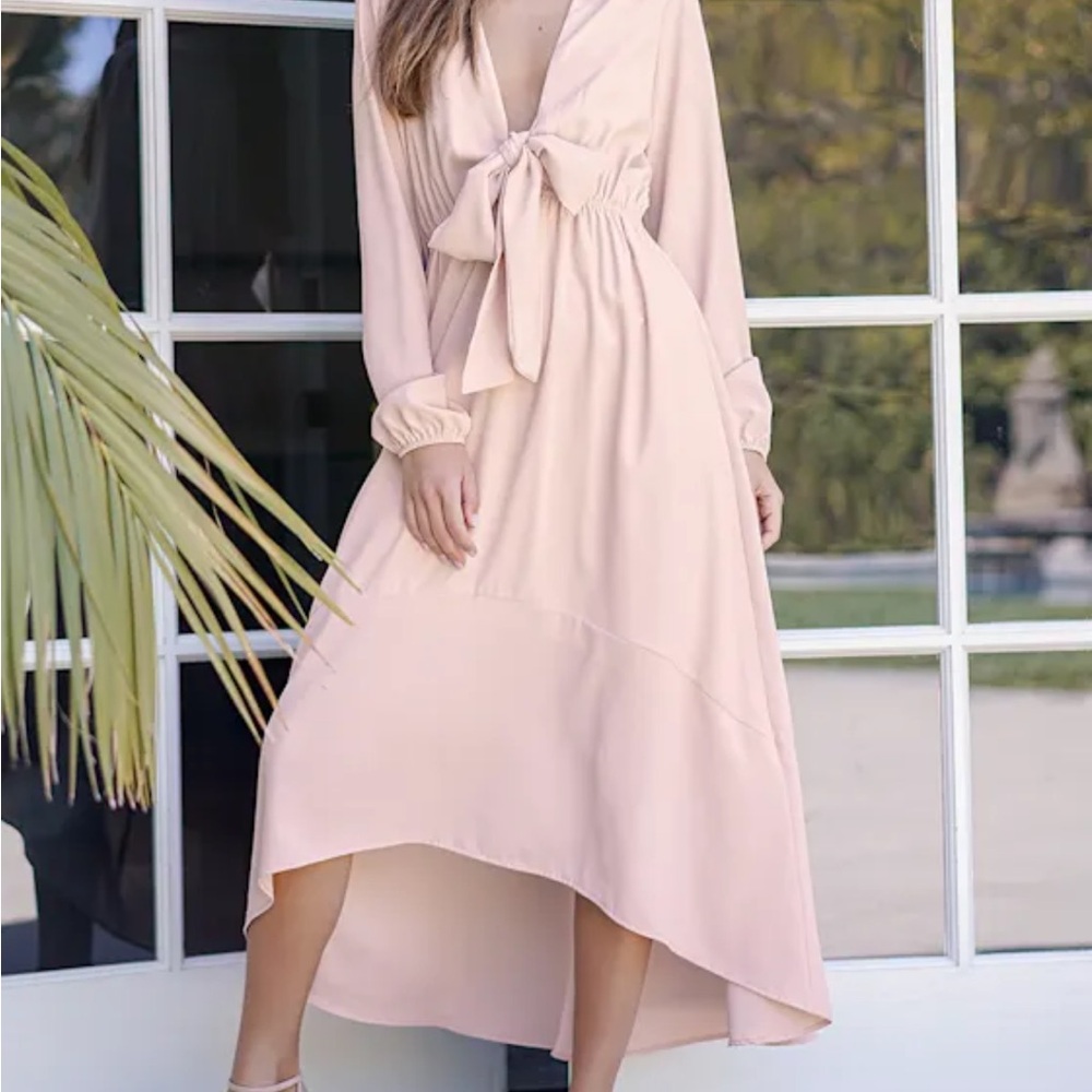 Lulu's Long Sleeve Plunging Neck Dress